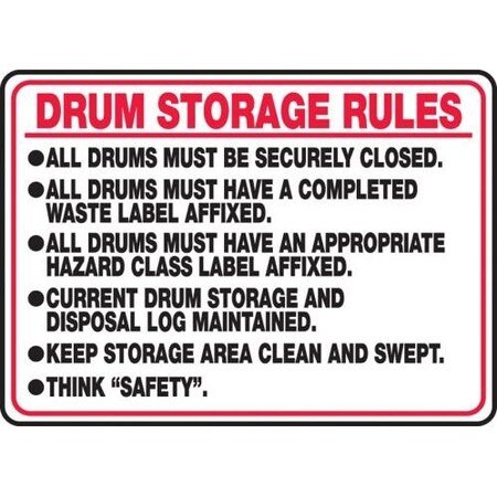 SAFETY SIGN DRUM STORAGE RULES  ALL MCHL509VA
